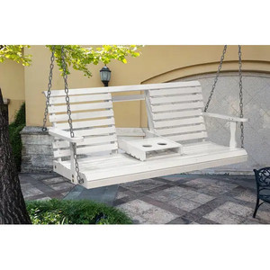 lot 3051 image: Wood Outdoor Porch Swing - White