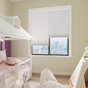 lot 3056 image: Changshade Cordless Blackout Cellular Shade, Tools-Free Honeycomb Shade for Bedroom, Kitchen, Children Room, Bathroom, Room Darkening Pleated Window Shade, 33 inches Wide, White CEL33WT72A