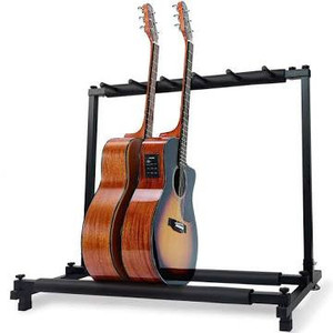 lot 3059 image: Morimoe Guitar Bass Stand for Multiple Guitars Display Foldable Rack (5-Space)