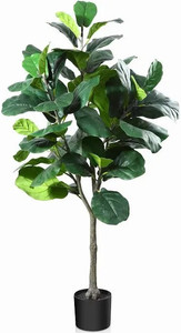 lot 3078 image: CROSOFMI Artificial Fiddle Leaf Fig Tree 50Inch Fake Ficus Lyrata Plant with 56 Leaves Faux Plants in Pot for Indoor Outdoor House Home Office Garden Modern Decoration Perfect Housewarming Gift