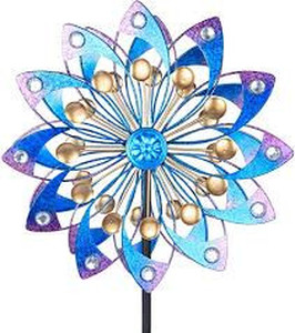 lot 3102 image: Wind Spinner Outdoor Metal 360 Degrees Double Wind Sculpture Kinetic Windmill for Garden Yard Patio Lawn