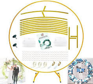 lot 3104 image: LANGXUN �7.2ft (2.2m) Large Size Golden Metal Round Balloon Arch kit, for Birthday Party Decoration, Wedding Decoration, Graduation Decorations and Baby Shower Photo Background Decoration, Christmas Decorations