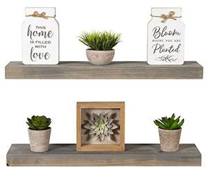 lot 3105 image: Floating Shelves Rustic Wood Wall Shelf USA Handmade  Set of 2 (Grey, 24 x 5.5)