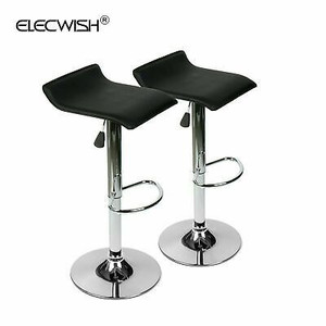 lot 3108 image: Set of 2 Adjustable Bar Stool Backless Counter Dining Chair Air Lift Swivel Seat