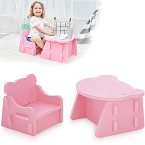 lot 3113 image: Toddler Table and Chair Set, MBQMBSS Table Chair for Toddlers 3D EVA Foam, Eating Playing Table Chair for Toddlers, Creative Educational Learning Toy Gift for Baby Girl(Pink)