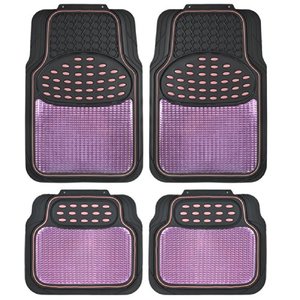 lot 3115 image: BDK Metallic Rubber Floor Mats for Car SUV & Truck - Semi Trimmable, 2 Tone Color Heavy Duty Protection(PinkBlack) - MT614PKAMw1