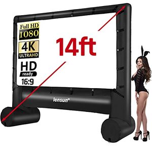 lot 3122 image: Pro 14 Inflatable Mega Movie Screen, Outdoor Blow Projection Screen Mega Projector Screen for Front and Rear Projection - Includes Inflation Fan, Base Stakes, Tie-Downs & Storage Bag