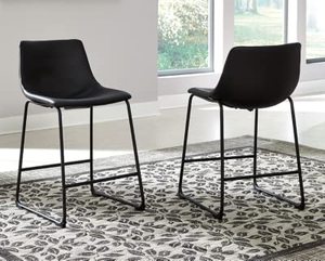 lot 3129 image: Signature Design by Ashley Centiar 24 Counter Height Modern Bucket Barstool, 2 Count, Black
