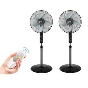 lot 3134 image: Simple Deluxe Oscillating 16�� Adjustable 3 Speed Pedestal Stand Fan with Remote Control for Indoor, Bedroom, Living Room, Home Office & College Dorm Use, 2 Pack, black