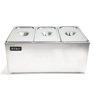 lot 3136 image: sybo zck165a-3 commercial grade stainless steel bain marie buffet food warmer steam table for catering and restaurants ((3 sections)