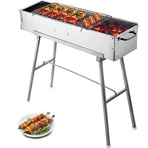 lot 3200 image: VEVOR Folded Portable Charcoal BBQ Grill 32 X 8 Stainless Steel Kebab Perfect for Outdoor Barbecue Camping