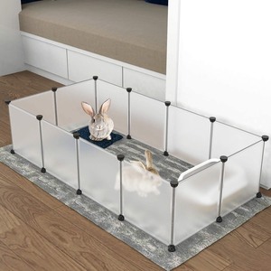 lot 3209 image: Tespo Pet Playpen, Portable Large Plastic Yard Fence Small Animals, Puppy Kennel Crate Fence Tent, 12 Panels, 28 X 20 inches, White