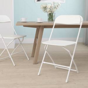 lot 3214 image: Flash Furniture Folding Chair - - White Plastic - 650LB Weight Capacity