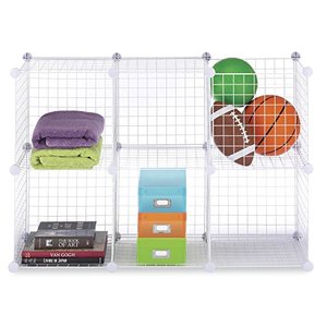 lot 3259 image: Whitmor Storage Cubes - Stackable Interlocking Wire Shelves - White (Set of 6)
