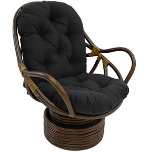 lot 3260 image: Blazing Needles Solid Twill Swivel Rocker Chair Cushion, 48 x 24, Black