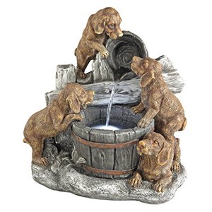 lot 3261 image: Design Toscano SH382614 Puppy Pail Pour Dog Garden Decor Cascading Fountain Water Feature, 21 Inch, Full Color