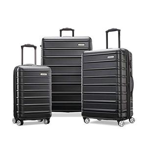 lot 3264 image: Samsonite Omni 2 Hardside Expandable Luggage with Spinner Wheels, Midnight Black, 3-Piece Set (202428)