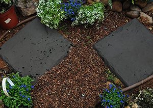 lot 3265 image: Mind Reader STOPE4PC-CHR Lawn Stepping, Charcoal Stones, Decorative Walkway for Outdoor Garden Landscaping, Yard Pathway Kit with 2-Inch Grass Stakes, 3 Packs of 4