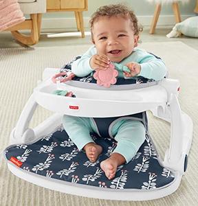 lot 3266 image: Fisher-Price Sit-Me-Up Floor Seat with Tray - Navy Garden, Infant Chair