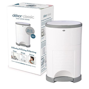 lot 3300 image: Dekor Classic Hands-Free Diaper Pail  White  Easiest to Use  Just Step �� Drop �� Done  Doesn��t Absorb Odors  20 Second Bag Change  Most Economical Refill System