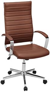 lot 3323 image: Amazon Basics High-Back Executive Swivel Office Desk Chair with Ribbed Puresoft Upholstery - Brick Red, Lumbar Support, Modern Style
