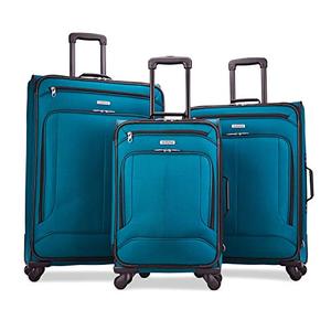 lot 3325 image: American Tourister Pop Max Softside Luggage with Spinner Wheels, Teal, 3-Piece Set (212529)