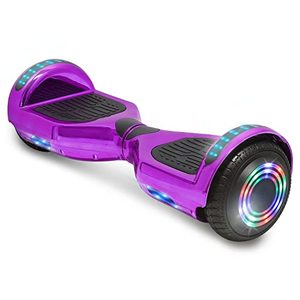 lot 3413 image: TPS Power Sports Electric Hoverboard Self Balancing Scooter for Kids and Adults Hover Board with 6.5 Wheels Built-in Bluetooth Speaker Bright LED Lights UL2272 Certified (Chrome Purple)