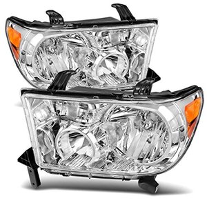 lot 3429 image: AUTOSAVER88 Headlight Assembly Compatible with 2007-2013 Tundra 2008-2017 Sequoia Chrome Housing Amber Reflector Clear Lens