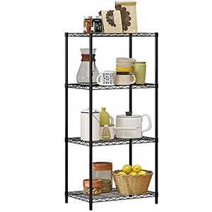 lot 3504 image: Function Home 4 Tier Wire Shelving Unit,Metal Storage Rack , Storage Shelf for Kitchen, Living Room, Office and Garage in Black