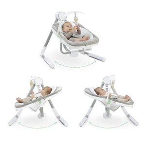 lot 3505 image: Ingenuity Anyway Sway 5-Speed Multi-Direction Portable Baby Swing with Vibrations - Spruce, 0-9 Months