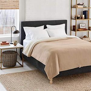 lot 3508 image: Eddie Bauer  Signature Reversible FleeceSherpa Electric Heated Blanket with Safe & Warm Low-Voltage Technology, Full, Khaki