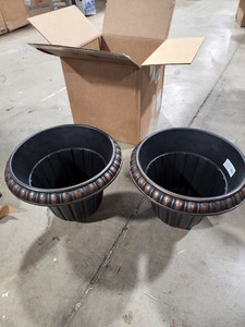 lot 3527 image: Arcadia Garden Products PL10CP Classic Traditional Plastic Urn Planter IndoorOutdoor, 15 x 13, Brushed Copper