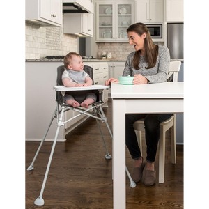 lot 3533 image: Regalo My High Chair Portable Travel Fold & Go Highchair, Indoor and Outdoor, Bonus Kit, Includes Travel Case and Tray with Cup Holder, Gray