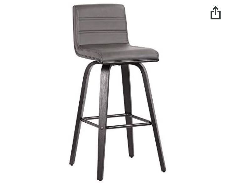 lot 6154 image: Armen Living Barstool Black Brushed WoodGray Swivel