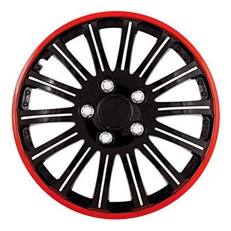 lot 6300 image: Pilot Automotive 16 Inch Formula Universal Hubcaps Set of 4 - BlackRed
