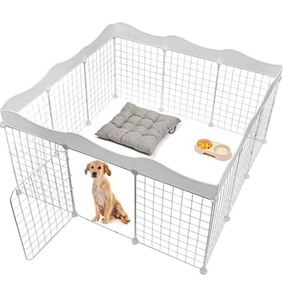 lot 6800 image: Moxweyeni Indoor Pet Exercise Pen, Metal Wire Pet Playpen Panels, Foldable White Puppy Yard Fence Cage with Door for Dog, Cats, Bunny, Guinea Pigs, Turtle, Hamster, Ferret, Small Animals