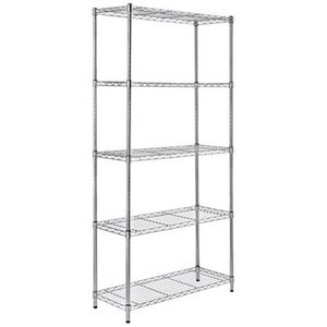lot 6805 image: 5-Shelf Adjustable, Heavy Duty Storage Shelving Unit (350 lbs loading capacity per shelf), Steel Organizer Wire Rack, Chrome, (36L x 14W x 72H)