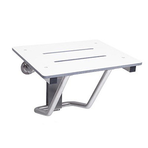 lot 6819 image: CSI Bathware SEA-WB1815-NH-PHSLO Bracket Wall Mount Folding Shower Seat with Slotted Top, White