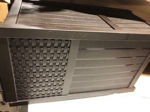 lot 6820 image: Suncast GHW1732 Trashcan Hideaway Outdoor 33 Gallon Garbage Waste Bin, Brown