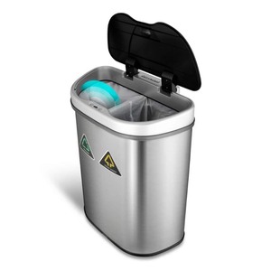 lot 6843 image: Dual Compartment Motion Sensor Trash Can, 18.5 Gallon