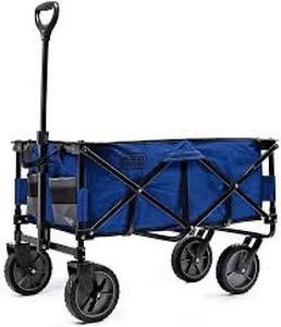 lot 6859 image: Amazon Basics Collapsible Folding Outdoor Utility Wagon with Cover Bag, Blue