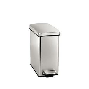 lot 6867 image: simplehuman 10L Stainless Steel Slim Step Trash Can in Brushed at Nordstrom - top dented