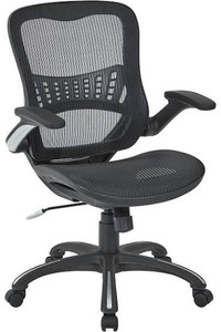 lot 6891 image: Office Star Managers Chair with Mesh Seat and Back, Black