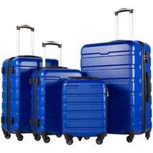 lot 6895 image: COOLIFE Luggage 3 Piece Set Suitcase Spinner Hardshell Lightweight - scuffed