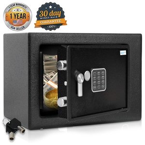 lot 6962 image: SereneLife SLSFE15 - Electronic Home Safe - Locking Safe Box with Mechanical Override, Includes Keys