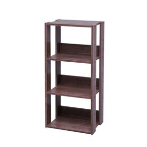 lot 6970 image: IRIS USA, Mado 3-Shelf Open Wood Shelving Unit, Brown