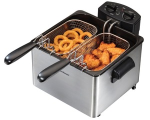 lot 6980 image: Hamilton Beach - Professional 12 Cup Deep Fryer with 3 Baskets - SilverBlack