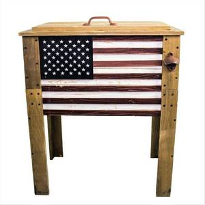 lot 50084 image: 57 Quart Decorative Outdoor American Flag Cooler