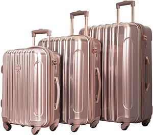 lot 50088 image: Kenzie Womens Alma Hardside Spinner Luggage, Rose Gold, 3 Piece Set (202428)  (Retails $189)