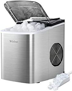 lot 50099 image: Wizisa Ice Maker Machine for Countertop, 9 Bullet Ice Cubes Ready in 6 Minutes, 26lbs in 24Hrs Portable Ice Maker Machine Self-Cleaning, 2 Sizes of Bullet-Shaped Ice